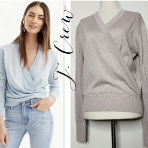 JCrew shimmery Lurex champagne pink low crossover wrap sweater, M